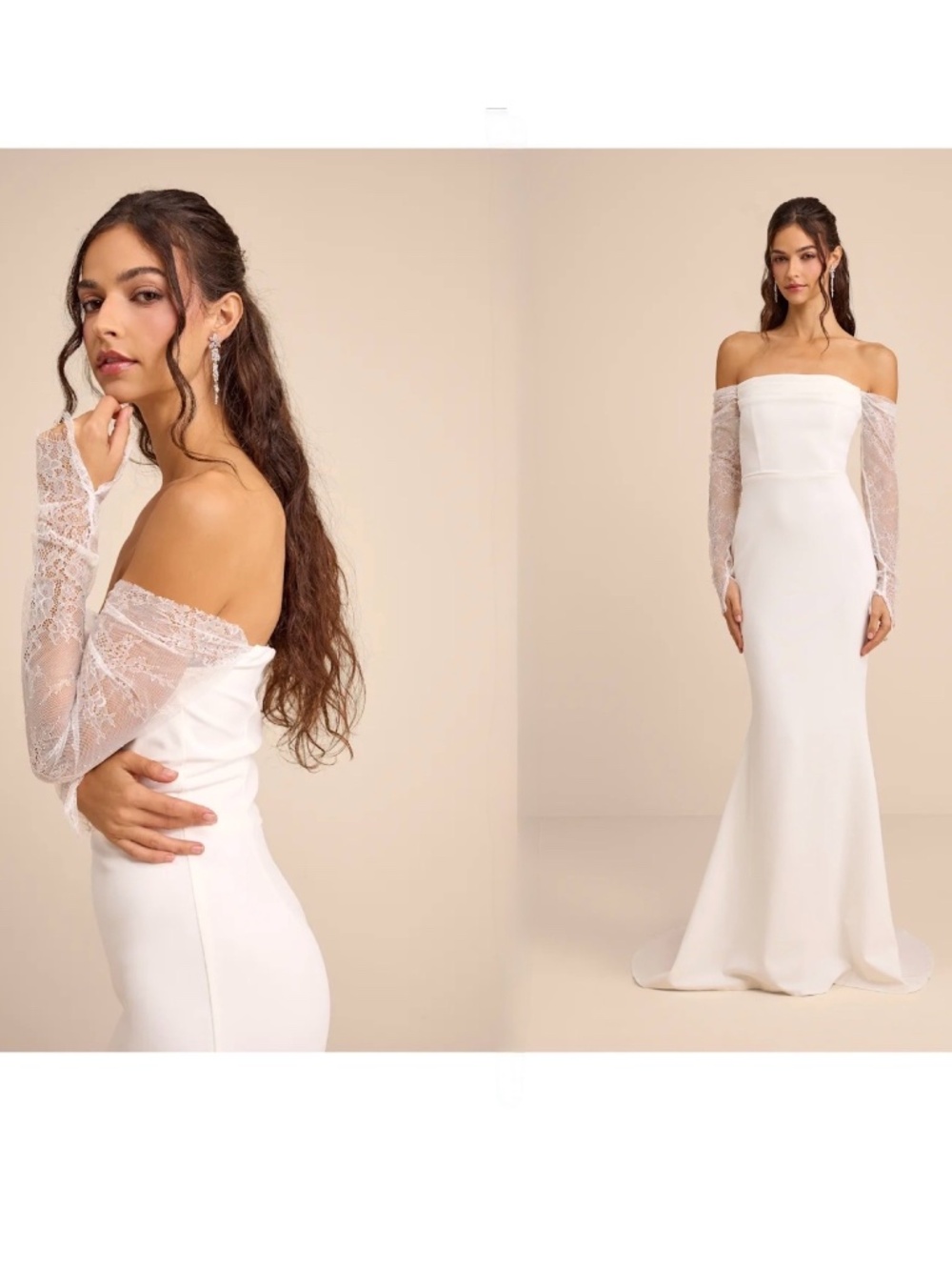 Lulus Lulus Anabella White Off-the-shoulder Mermaid Maxi Wedding Dress S